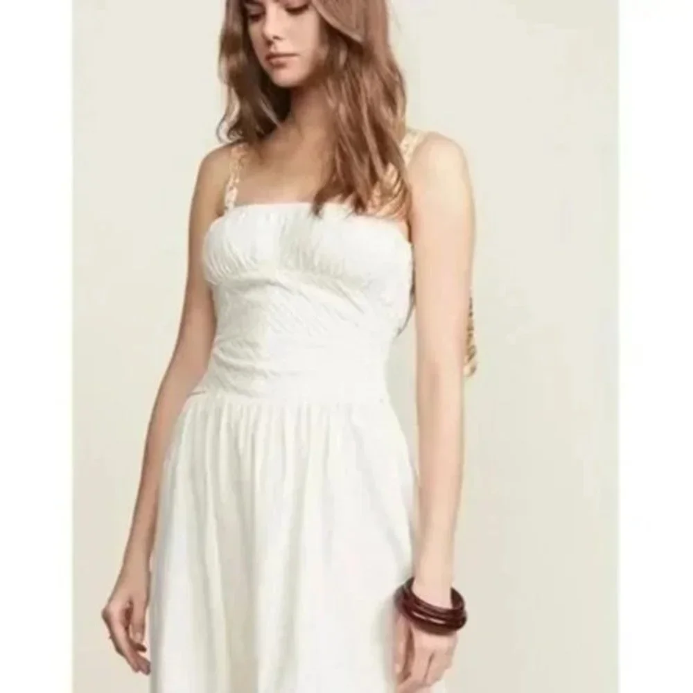 Free People Santorini Linen Dress in Ivory. - Picture 7 of 10